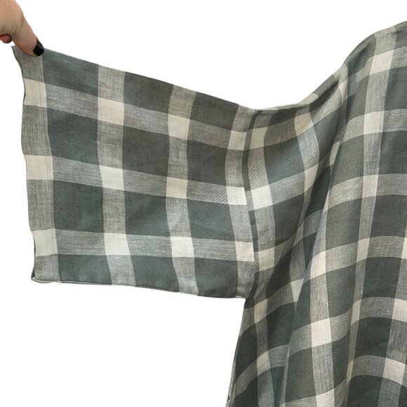 eskander gray white buffalo check linen oversized top 1 size - Picture 3 of 4
